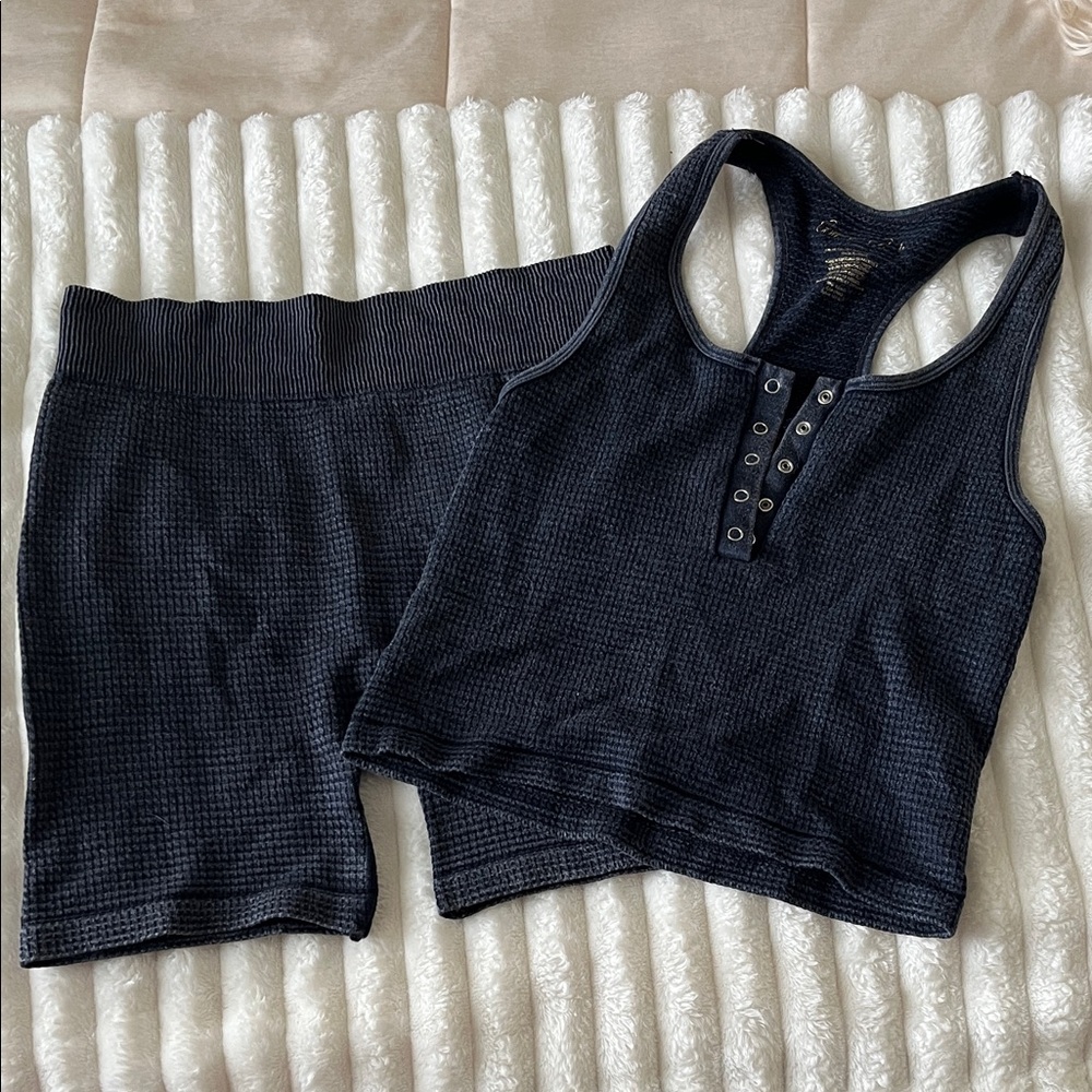 Gypsy + Jade Blue Ribbed Tank and Shorts Set